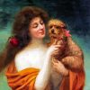 Woman And Dog Emile Bellet Diamond Painting