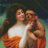 Woman And Dog Emile Bellet Diamond Painting