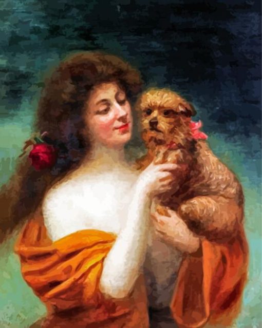 Woman And Dog Emile Bellet Diamond Painting