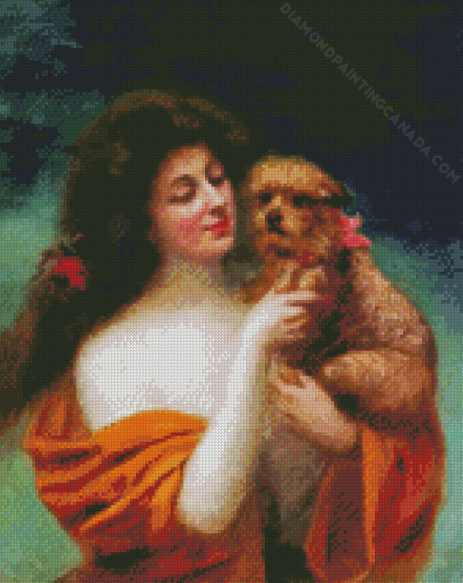 Woman And Dog Emile Bellet Diamond Painting