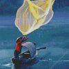 Woman Throwing Net Diamond Painting