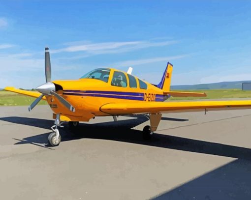 Yellow Beechcraft Bonanza Diamond Painting