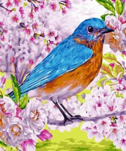 Abstract Bluebird On Flowers Diamond Painting