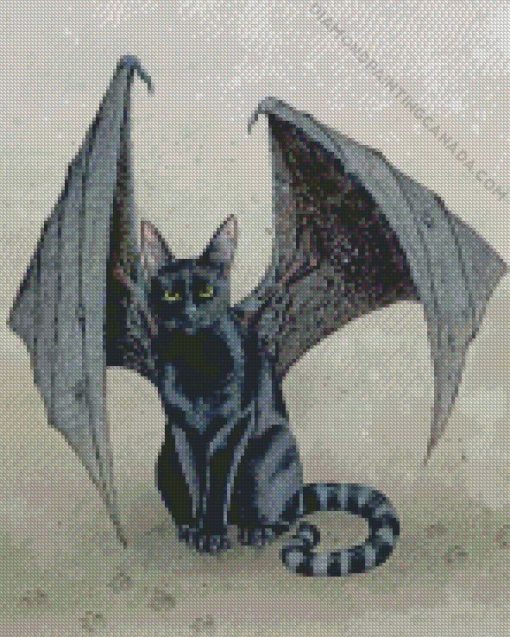 Black Bat Cat Diamond Painting