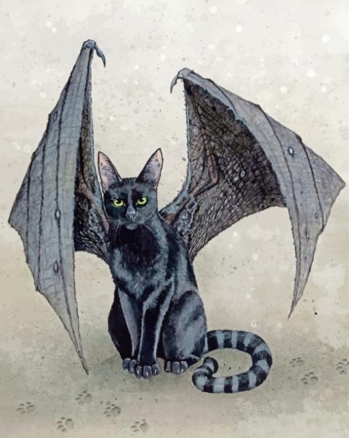 Black Bat Cat Diamond Painting