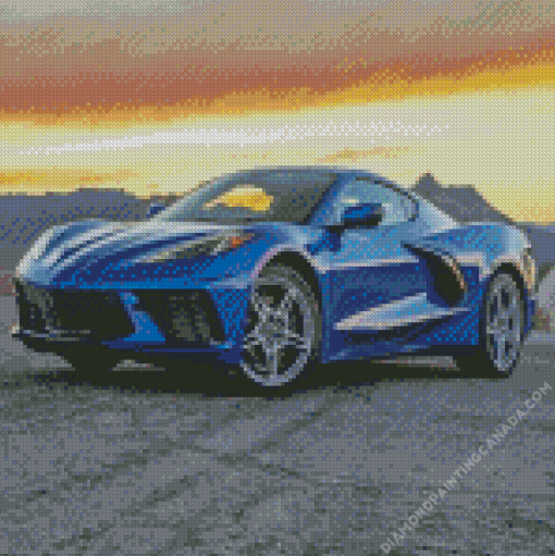 Blue Chevy Corvette Stingray Diamond Painting