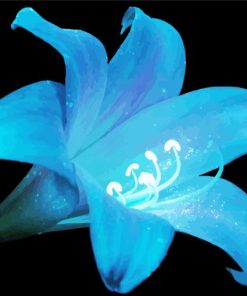 Blue Glowing Flower Amaryllis Diamond Painting