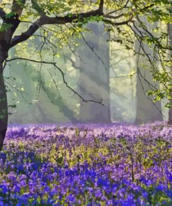 Bluebell Meadow Field Diamond Painting