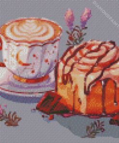 Coffee And Sweet Cake With Chocolate Diamond Painting