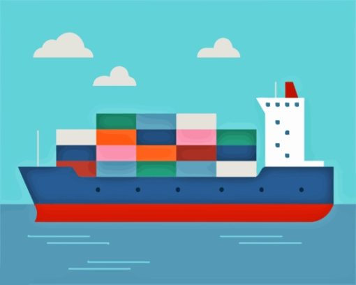 Containers In Ship Illustration Diamond Painting