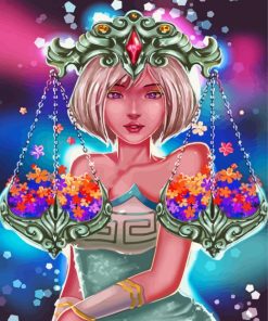 Cute Girl With Libra Sign Diamond Painting