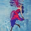 lady With Red Dress Under Water Diamond Painting