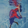 lady With Red Dress Under Water Diamond Painting