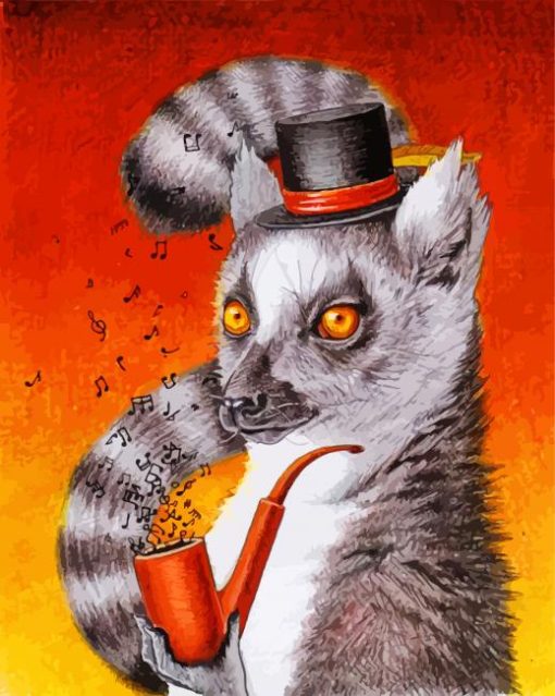 Lemur With Musical Pipe Diamond Painting