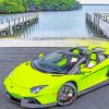 Light Green Lamborghini Diamond Painting