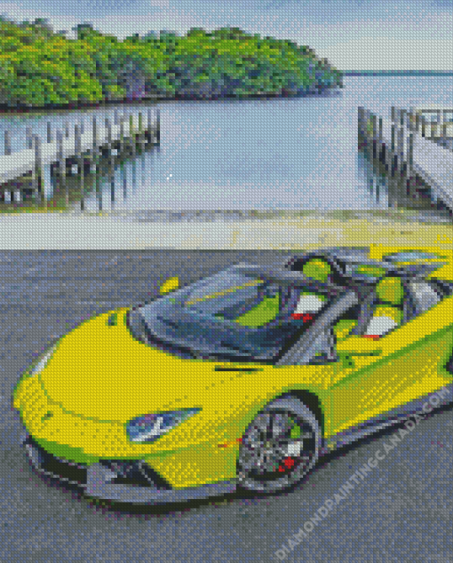 Light Green Lamborghini Diamond Painting