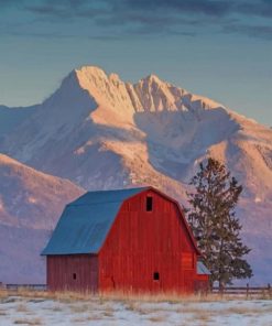 Montana Mountains And Barn Diamond Painting