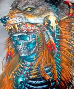 Native American Wolf Skull Diamond Painting