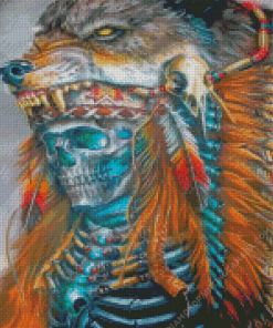 Native American Wolf Skull Diamond Painting