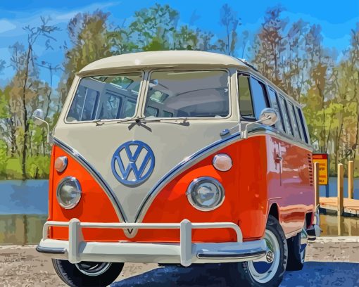 Orange Volkswagen Microbus Diamond Painting