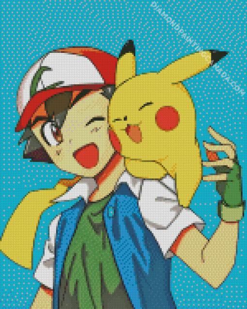 Pokemon Anime Ash And Pikachu Diamond Painting