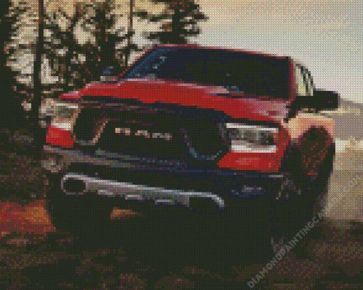 Red Dodge Ram Car Diamond Painting