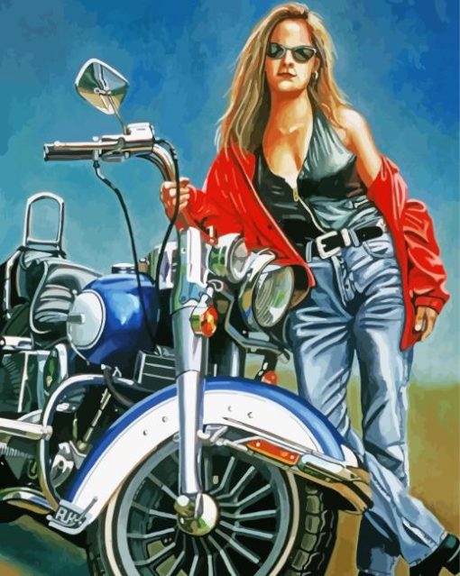 Retro Woman And Motorcycle Diamond Painting