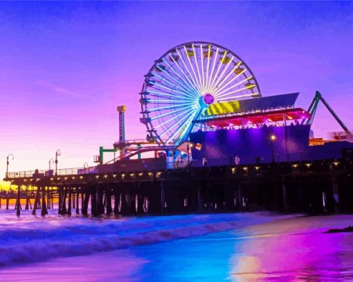 Santa Monica Pier At Sunset Diamond Painting