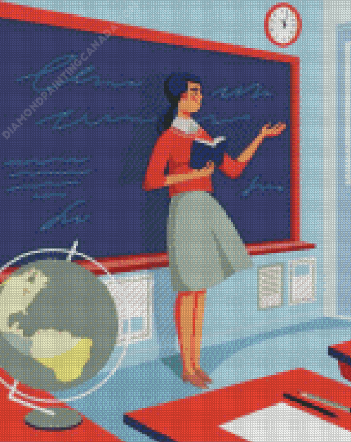 School Teacher Illustration Diamond Painting