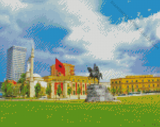 Skanderbeg Statue In Tirana Diamond Painting