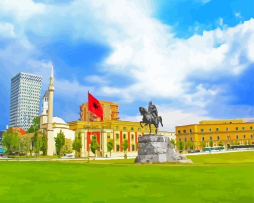 Skanderbeg Statue In Tirana Diamond Painting