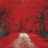 Trees Red Path Diamond Painting