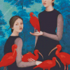 Twins And Red Ibis Birds Diamond Painting