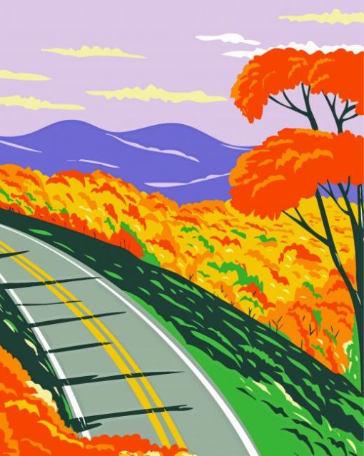 Virginia Blue Ridge Parkway Illustration Diamond Painting