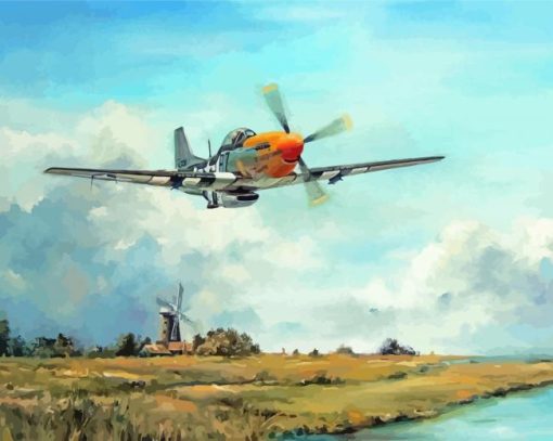 Yellow Nose P51 Mustang Art Diamond Painting