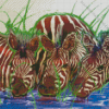 Zebras Watering Hole Diamond Painting