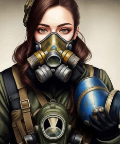 Anime Girl With Gas Mask Diamond Painting