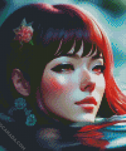 Anime Girl Head In Water Diamond Painting