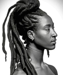 Black And White Girl With Locs Diamond Painting