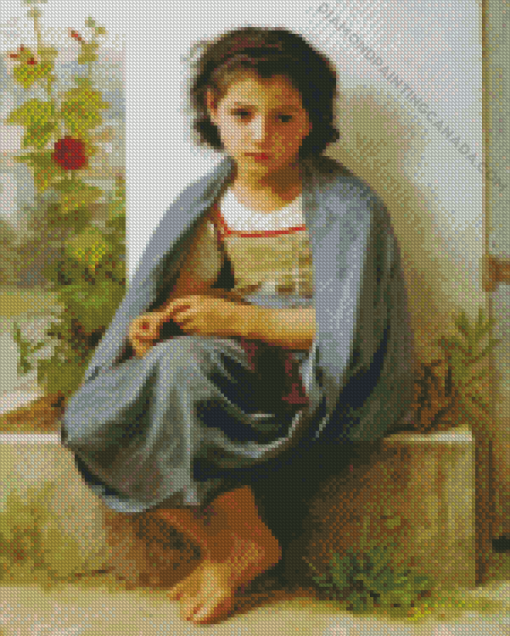 Bouguereau The Little Knitter Diamond Painting