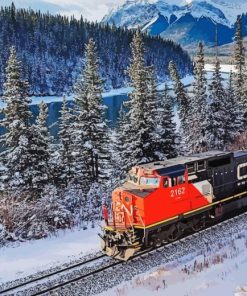 CN Rail In Snow Diamond Painting