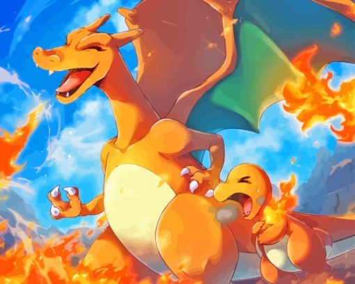 Charizard And Charmander Diamond Painting