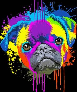 Colorful Splash Pug Diamond Painting