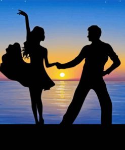 Couple Silhouette Dancing On Beach Diamond Painting