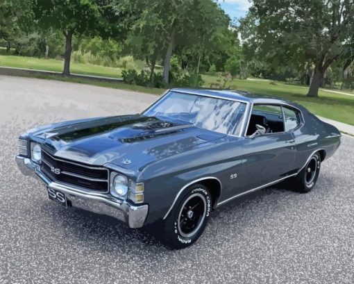 Dark Blue 1971 Chevelle Diamond Painting