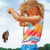 Fishing Girl Side View Diamond Painting