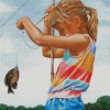 Fishing Girl Side View Diamond Painting