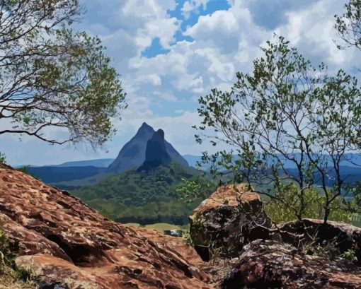 Glass House Mountains View Diamond Painting