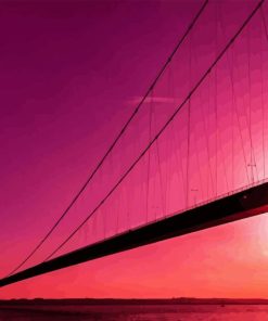 Humber Bridge Pink Sky Silhouette Diamond Painting