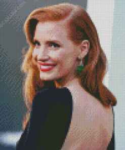 Jessica Chastain In Black Dress Diamond Painting